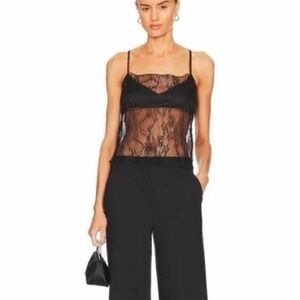 WeWoreWhat Black Lace Cami with black bra attached to the front! Size small!